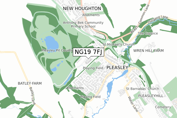 NG19 7FJ map - small scale - OS Open Zoomstack (Ordnance Survey)