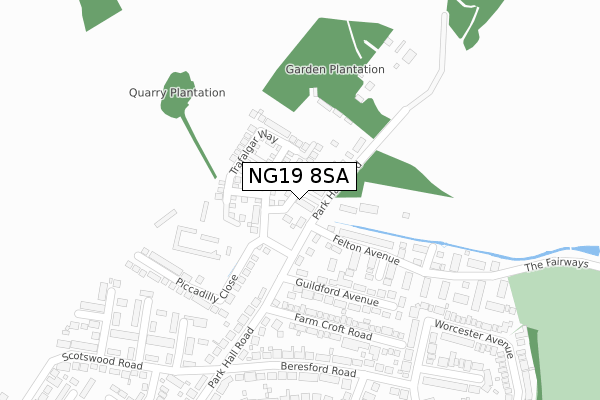 NG19 8SA map - large scale - OS Open Zoomstack (Ordnance Survey)