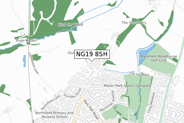 NG19 8SH map - small scale - OS Open Zoomstack (Ordnance Survey)