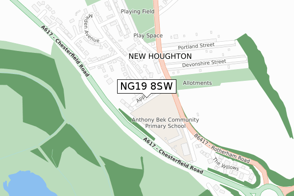 NG19 8SW map - large scale - OS Open Zoomstack (Ordnance Survey)