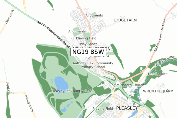 NG19 8SW map - small scale - OS Open Zoomstack (Ordnance Survey)