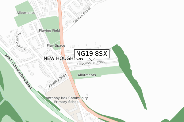 NG19 8SX map - large scale - OS Open Zoomstack (Ordnance Survey)