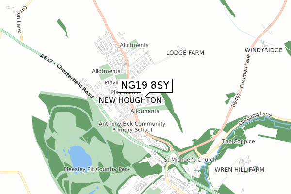 NG19 8SY map - small scale - OS Open Zoomstack (Ordnance Survey)