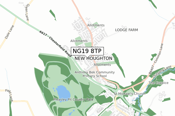 NG19 8TP map - small scale - OS Open Zoomstack (Ordnance Survey)