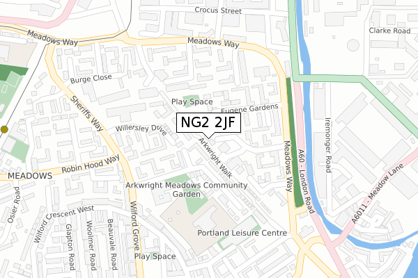 NG2 2JF map - large scale - OS Open Zoomstack (Ordnance Survey)