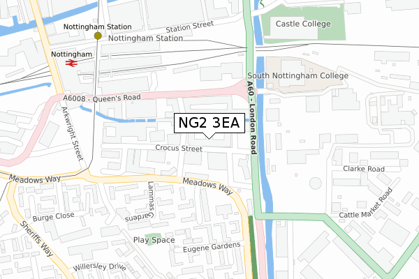 NG2 3EA map - large scale - OS Open Zoomstack (Ordnance Survey)