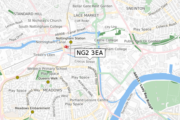 NG2 3EA map - small scale - OS Open Zoomstack (Ordnance Survey)