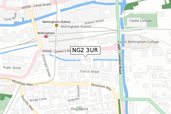 NG2 3UR map - large scale - OS Open Zoomstack (Ordnance Survey)