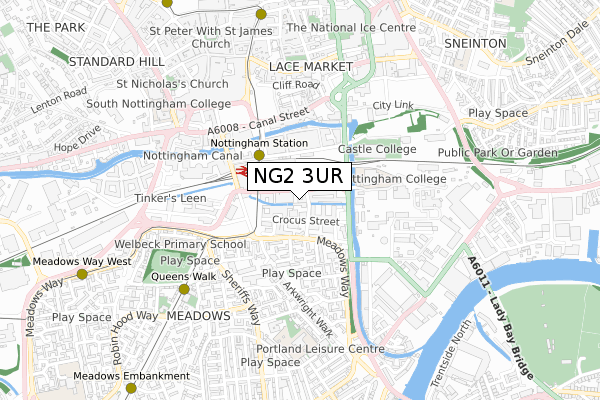 NG2 3UR map - small scale - OS Open Zoomstack (Ordnance Survey)