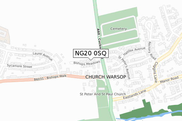 NG20 0SQ map - large scale - OS Open Zoomstack (Ordnance Survey)