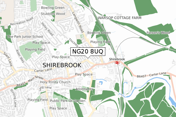 NG20 8UQ map - small scale - OS Open Zoomstack (Ordnance Survey)