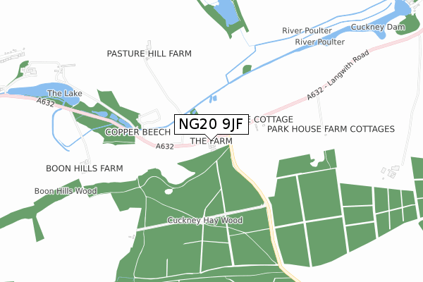 NG20 9JF map - small scale - OS Open Zoomstack (Ordnance Survey)