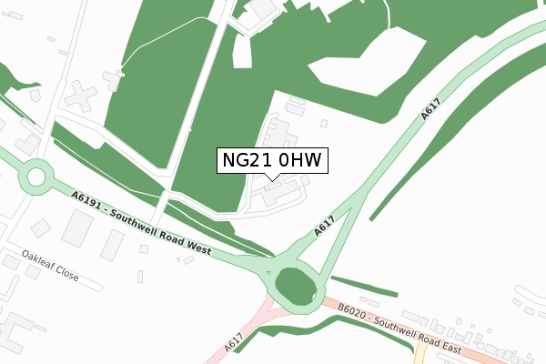 NG21 0HW map - large scale - OS Open Zoomstack (Ordnance Survey)