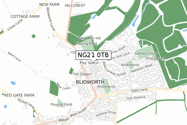 NG21 0TB map - small scale - OS Open Zoomstack (Ordnance Survey)