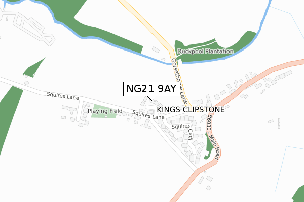 NG21 9AY map - large scale - OS Open Zoomstack (Ordnance Survey)