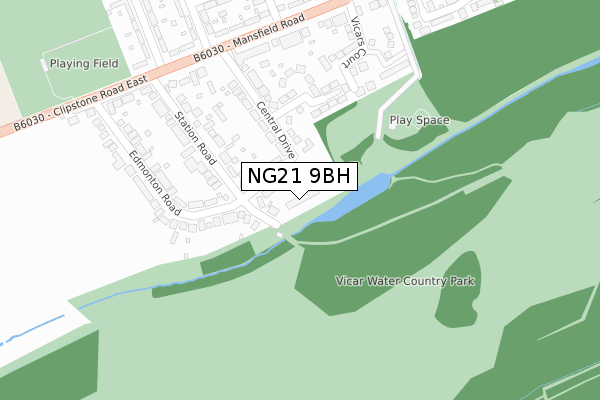 NG21 9BH map - large scale - OS Open Zoomstack (Ordnance Survey)