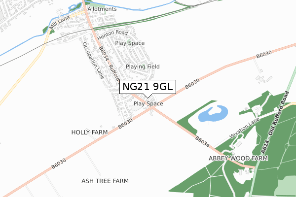 NG21 9GL map - small scale - OS Open Zoomstack (Ordnance Survey)