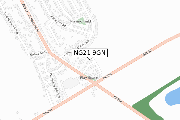 NG21 9GN map - large scale - OS Open Zoomstack (Ordnance Survey)