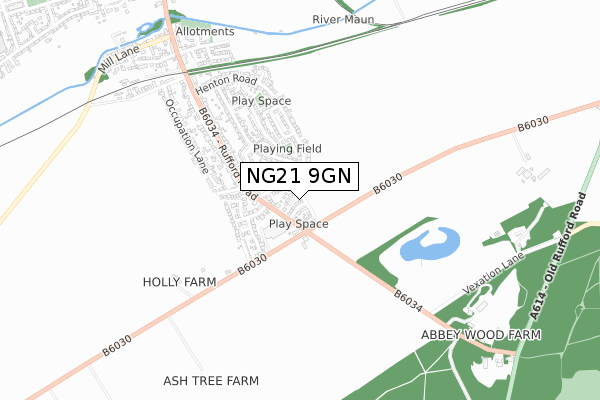 NG21 9GN map - small scale - OS Open Zoomstack (Ordnance Survey)