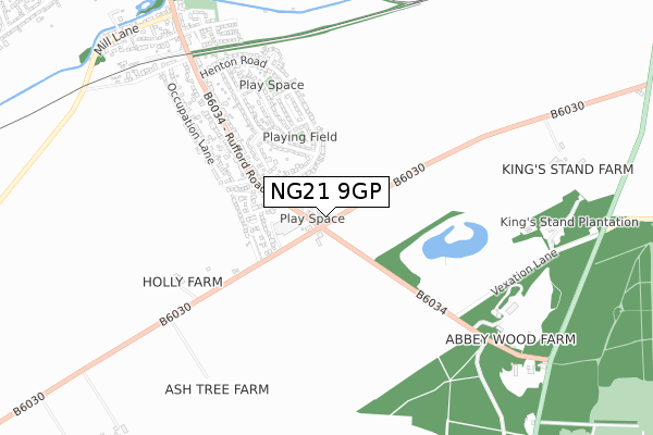 NG21 9GP map - small scale - OS Open Zoomstack (Ordnance Survey)