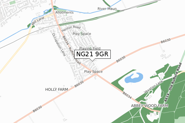 NG21 9GR map - small scale - OS Open Zoomstack (Ordnance Survey)