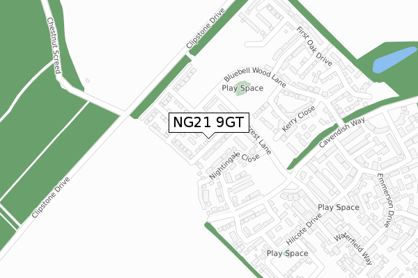 NG21 9GT map - large scale - OS Open Zoomstack (Ordnance Survey)