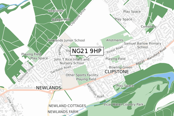 NG21 9HP map - small scale - OS Open Zoomstack (Ordnance Survey)