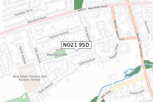 NG21 9SD map - large scale - OS Open Zoomstack (Ordnance Survey)