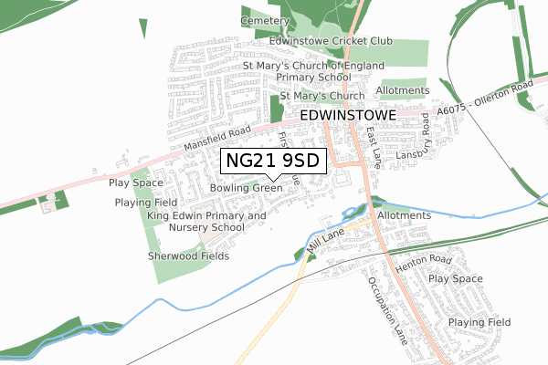 NG21 9SD map - small scale - OS Open Zoomstack (Ordnance Survey)