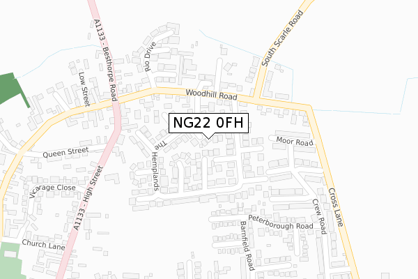 NG22 0FH map - large scale - OS Open Zoomstack (Ordnance Survey)