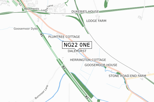 NG22 0NE map - small scale - OS Open Zoomstack (Ordnance Survey)