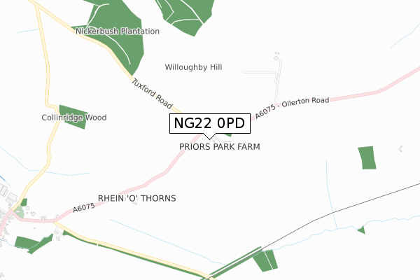 NG22 0PD map - small scale - OS Open Zoomstack (Ordnance Survey)