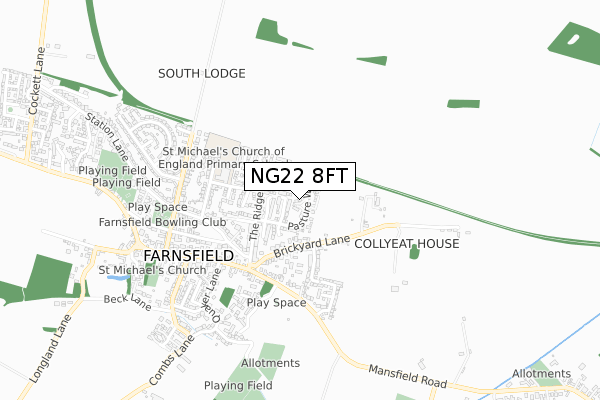 NG22 8FT map - small scale - OS Open Zoomstack (Ordnance Survey)