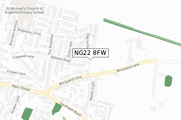 NG22 8FW map - large scale - OS Open Zoomstack (Ordnance Survey)