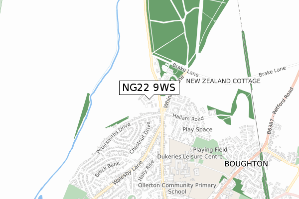 NG22 9WS map - small scale - OS Open Zoomstack (Ordnance Survey)