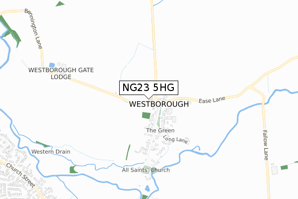 NG23 5HG map - small scale - OS Open Zoomstack (Ordnance Survey)