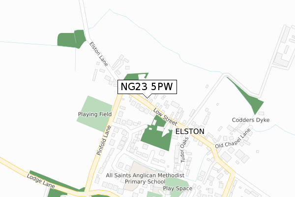 NG23 5PW map - large scale - OS Open Zoomstack (Ordnance Survey)