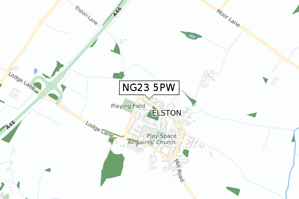 NG23 5PW map - small scale - OS Open Zoomstack (Ordnance Survey)