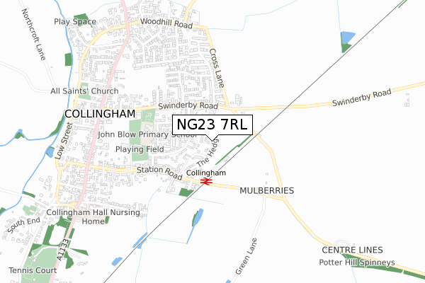 NG23 7RL map - small scale - OS Open Zoomstack (Ordnance Survey)