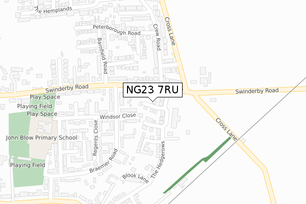 NG23 7RU map - large scale - OS Open Zoomstack (Ordnance Survey)