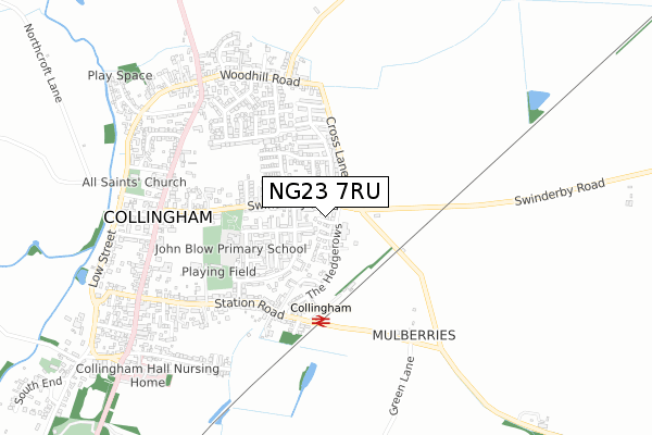 NG23 7RU map - small scale - OS Open Zoomstack (Ordnance Survey)