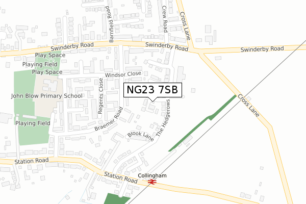 NG23 7SB map - large scale - OS Open Zoomstack (Ordnance Survey)