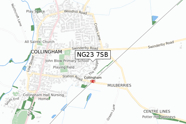 NG23 7SB map - small scale - OS Open Zoomstack (Ordnance Survey)