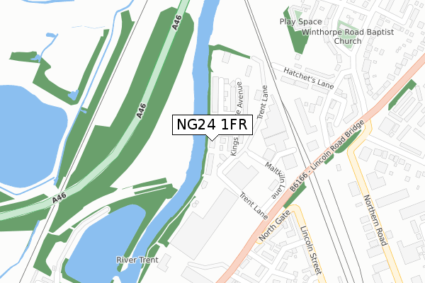 NG24 1FR map - large scale - OS Open Zoomstack (Ordnance Survey)