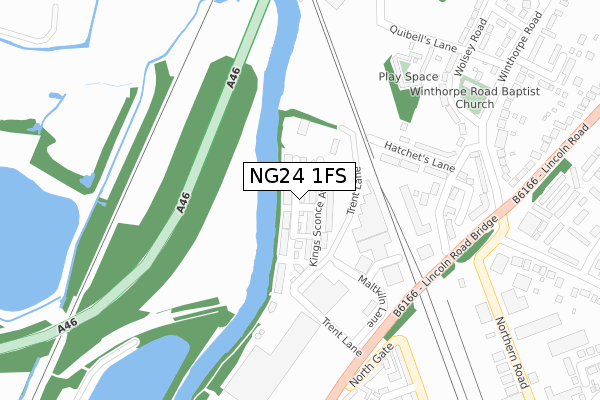 NG24 1FS map - large scale - OS Open Zoomstack (Ordnance Survey)