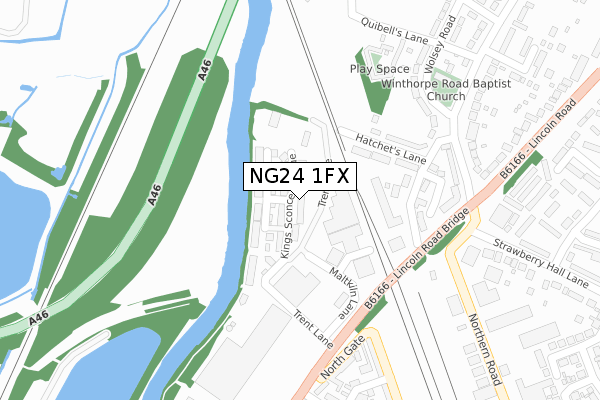 NG24 1FX map - large scale - OS Open Zoomstack (Ordnance Survey)