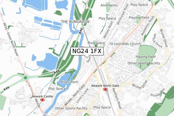 NG24 1FX map - small scale - OS Open Zoomstack (Ordnance Survey)