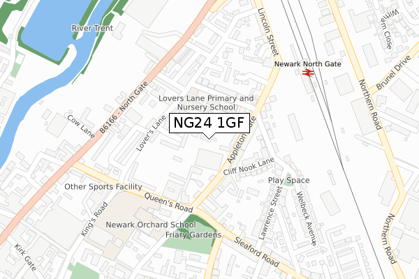 NG24 1GF map - large scale - OS Open Zoomstack (Ordnance Survey)