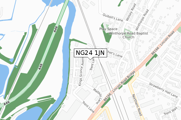 NG24 1JN map - large scale - OS Open Zoomstack (Ordnance Survey)