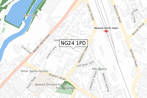 NG24 1PD map - large scale - OS Open Zoomstack (Ordnance Survey)